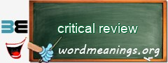 WordMeaning blackboard for critical review